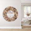 Large Round Wood Chuck Mirror 120 Cm