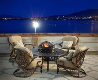 Grand Bonaire Weave 6 Piece All Inclusive Outdoor Firepit Set (KIT)