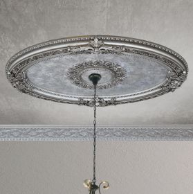 Antique Silver Petite Oval Ceiling Medallion