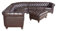 Classic Chesterfield Brown Sectional with Ottoman (KIT)