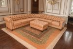 Classic Chesterfield Tan Sectional with Ottoman(KIT)