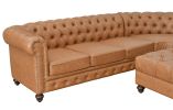 Classic Chesterfield Tan Sectional with Ottoman(KIT)