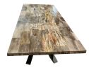 KC Top Amazing Petrified Light Wood 98 Inch Dining Table