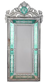 Striking Venetian Style Mirror With Seafoam Border 47.24" Tall