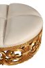 Gold Rococo Ottoman with Cream Fabric