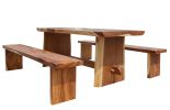 Suar Wood Table Set With 2 Benches (KIT)