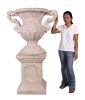 Floral Scrolled Urn on Base Stone Cast