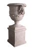 Large Lion Urn on Base Stone Cast