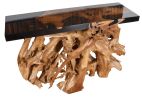 48 Inch Teak Root Console Black Resin