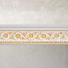 Gold Floral on French White Crown Molding 92 Inch