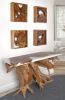 60 Inch Teak Root Console Table White Resin