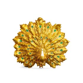 Golden Emerald Peacock Wall Décor