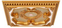 Beige and Gold Clover Square Chandelier Fan Ceiling Medallion