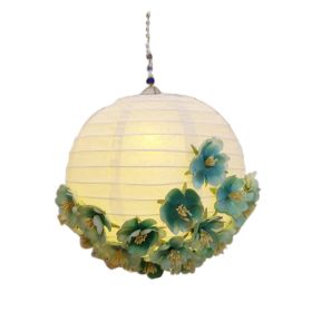 Cute Fabric Flower Paper Lantern Small Decorative Lantern Handhold Hanging Festival Décor, Green