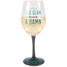 Pavilion Gift Company Pretty Inappropriate Too Glam To Give A Damn Wine Glass Candle Holder, Blue (68531)