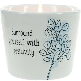 Pavilion Gift Company Surround Yourself with Positivity Tranquility Soy Wax Stoneware Vessel Single Wick Candle, White, 8oz (27102)