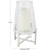 DecMode Stainless Steel Hurricane Lamp with Stainless Steel X Shaped Base