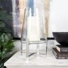 DecMode Stainless Steel Hurricane Lamp with Stainless Steel X Shaped Base