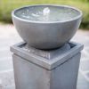 35.5" Polyresin Gray Zen Bowl Water Fountain, Outdoor Bird Feeder /Bath Fountains, Relaxing Water Feature for Garden Lawn Backyard Porch