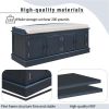 Storage Bench with 4 Doors and Adjustable Shelves, Shoe Bench with Removable Cushion for Living Room, Entryway (Antique Navy)