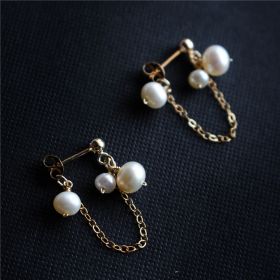 Freshwater Pearl Fringe Stud Earrings (Option: Light gold)