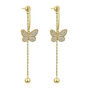 Premium sense tassel earrings butterfly earrings (Option: Golden)