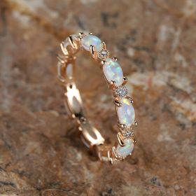 Ring Of Opal Engagement Wedding Valentine's Gift Women's Exquisite Jewelry Trendy Accessories (size: 7)