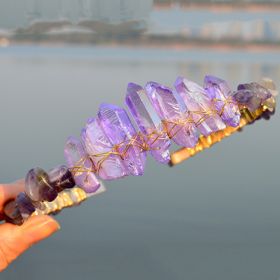 Natural Electroplated Crystal With Natural Crushed Stone Crown (Style: 23Amethyst gravel)