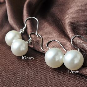 Simple Elegant Big Shell Pearl Women 925 Sterling Sliver Earrings (size: 10Mm)