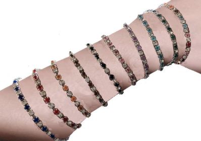 Wholesale 18K platinum gold plated 10PCS/Set austrian crystal chain bracelet strand wrap elastic women/girl bracelets fashion jewelry for Women (Color: Mulitcolour)