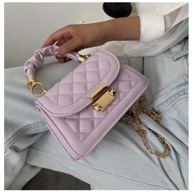 Popular all-matching ins women's bag 2024 popular Korean fashion chain crossbody Internet celebrity portable small square bag (Color: Light purple)