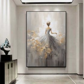 Hand Painted Abstract Textured Ballerina Oil Painting Figurative Dancing Girl Wall Art Extra Large Painting Impressionism Decorative Oil Painting (size: 120x160cm)