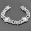 Hip Hop 12MM Iced Out  Square Crystal Cuban Chain Necklace Bracelet For Men Women Jewelry