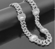 Hip Hop 12MM Iced Out  Square Crystal Cuban Chain Necklace Bracelet For Men Women Jewelry