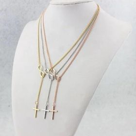 Symbol Of Infinity And Holy Cross With Lariat Style Chain (Style: Gold)