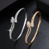 18K Gold Plated Zircon Inlaid Hollow Cross Bracelet Holiday Style Women's Fashion Jewelry